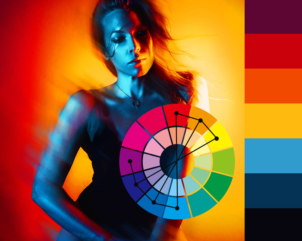Selbstportrait Farbschema Farbtheorie Komplementärfarben Tetrad