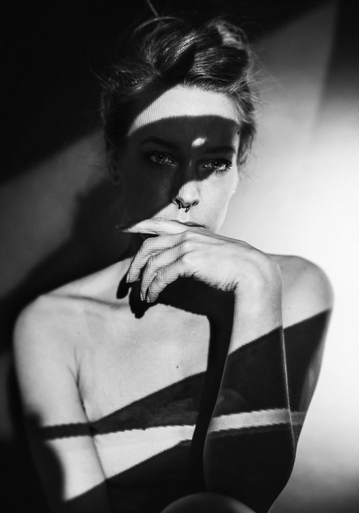 black and white portrait with contrast