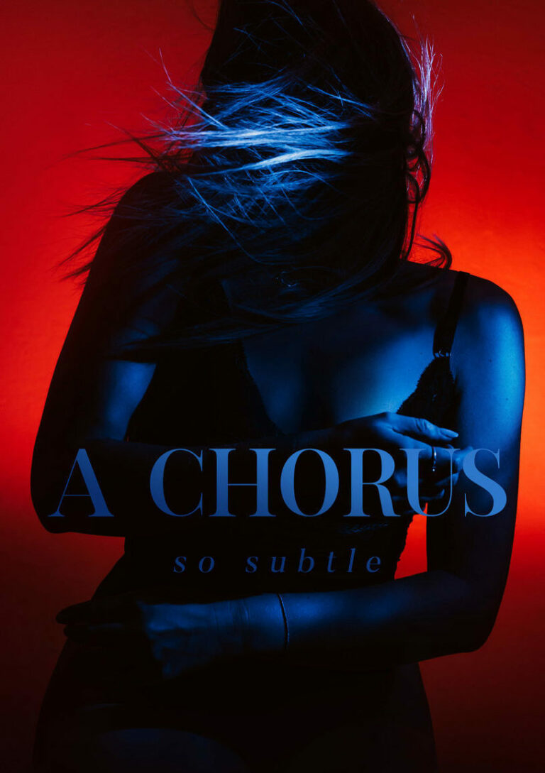 Self portrait with complementary red and blue color filters created using off-camera flash