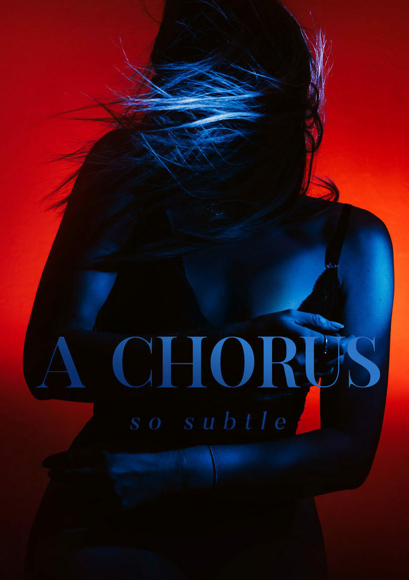 Self portrait with complementary red and blue color filters created using off-camera flash