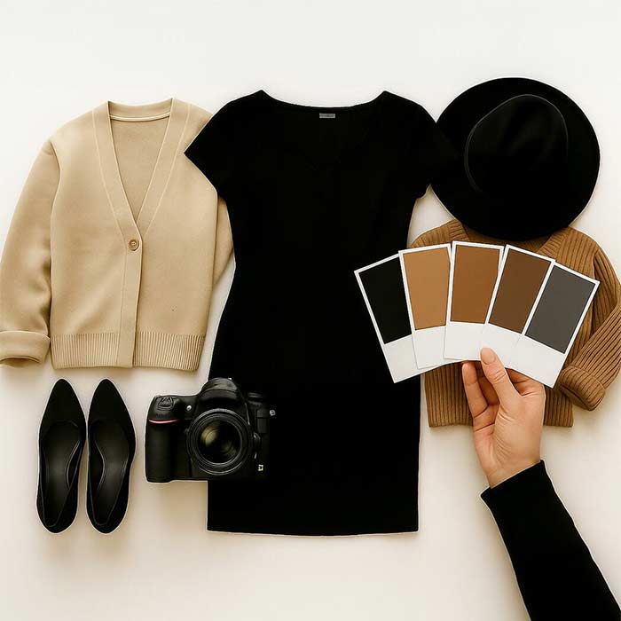 outfit beispiel für branding fotos mit farbfächer